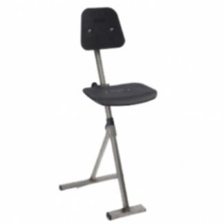Krzesło stój-siedź stal nierdzewna posiada malowaną ramę oraz siedzisko i oparcie z mocnego i odpornego na chemikalia tworzywa.