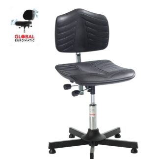 Krzesło robocze warsztatowe Premium Low praktyczne i wygodnie miękkie krzesło z siedziskiem i oparciem wykonane z formowanej miękkiej pianki.
