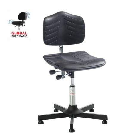 Krzesło robocze warsztatowe Premium Low praktyczne i wygodnie miękkie krzesło z siedziskiem i oparciem wykonane z formowanej miękkiej pianki.