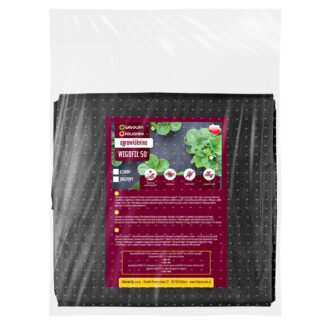 Agrowłóknina czarna 50g w pakiecie przeznaczona jest do okrywania roślin. Zabezpiecza rośliny przed mrozem i utratą wody. Tworzy umiarkowany mikroklimat.