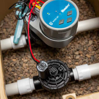 Sterownik Hunter Node BT-100 VALVE z cewką zasilany bateryjnie z obsługą technologii Bluetooth, 1-sekcyjny, montowany na zaworze PGV-101-G, z cewką.