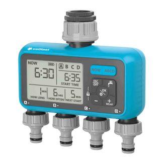 Sterownik elektroniczny CHRONOS 4 sekcje zapewnia elastyczność w zarządzaniu podlewaniem ogrodu, obsługując aż cztery niezależne strefy.